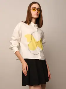 ONLY Women Spread Collar Graphic Printed Cotton Casual Shirt