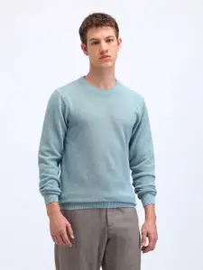 Flying Machine Men Self Design Cotton Pullover Sweater