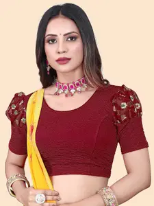 SHREEJI DESIGNER Woven Design Stretchable Saree Blouse