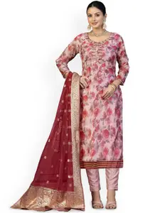 Maroosh Floral Embellished Organza Unstitched Dress Material