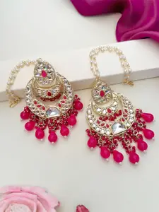 ABDESIGNS Gold-Plated Meenakari Kundan Studded And Beaded Drop Earrings