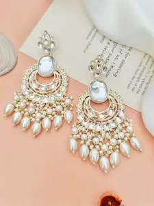 ABDESIGNS Gold-Plated Meenakari Kundan Studded And Beaded Drop Earrings