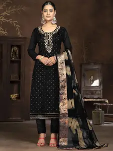Maroosh Floral Embellished Zari Banarasi Unstitched Dress Material