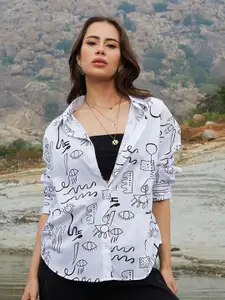 Campus Sutra Women Oversized Abstract Casual Shirt