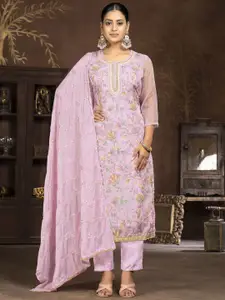 Maroosh Floral Embroidered Sequinned Organza Unstitched Dress Material