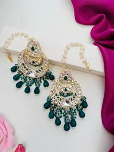 ABDESIGNS Gold-Plated Meenakari Kundan Studded & Beaded Drop Earrings