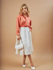 Gazillion Women Original Spread Collar Solid Cotton Relaxed Fit Casual Shirt