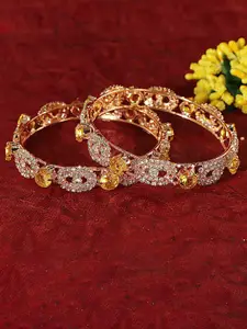 LAVAZZA Set Of 2 CZ & Amercian Diamond-Studded Kada Bangles