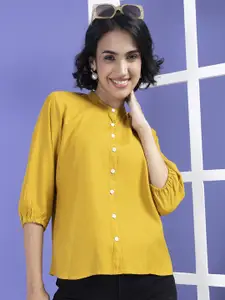 KALINI Women Classic Band Collar Solid Casual Shirt