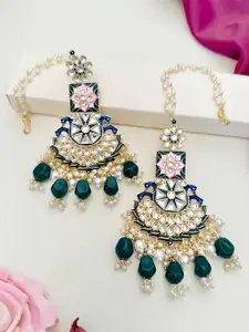 ABDESIGNS Gold-Plated Meenakari Kundan Studded And Beaded Drop Earrings