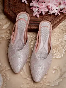 sneakers villa Women Leather Embroidered Backstrap Mules Flats