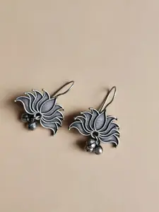 Sangria Silver Plated Oxidised Drop Earrings