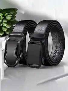 The Roadster Lifestyle Co Men Set Of 2 Textured Formal Belt