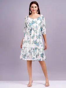 HIGHLIGHT FASHION EXPORT Women Floral Print Chiffon A-line Dress