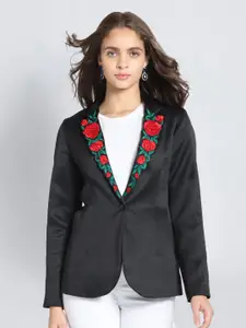 SHAYE Floral Embroidered Notched Lapel Single-Breasted Casual Blazers