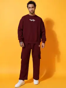 GRIFFEL Men Mid-Rise Round Neck Long Sleeves Tracksuits