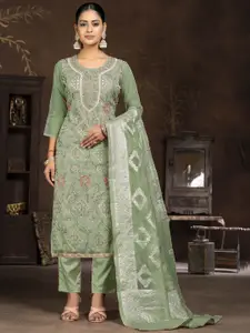 Maroosh Geometric Embroidered Beads and Stones Organza Unstitched Dress Material