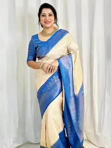 KALINI Floral Printed Zari Pure Silk Kanjeevaram Saree