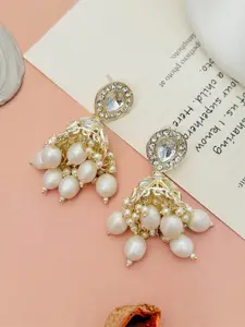 ABDESIGNS Gold-Plated Kundan Studded And Beaded Classic Drop Earrings