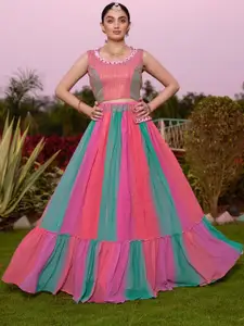 JIVORA Embroidered Thread Work Ready to Wear Lehenga &Set