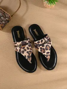 The Roadster Lifestyle Co. Women Printed Round Toe T-Strap Flats