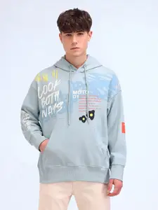 Flying Machine Men Graphic Printed Hooded Cotton Sweatshirt