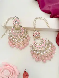 ABDESIGNS Gold Plated Kundan Studded & Beaded Classic Meenakari Drop Earrings