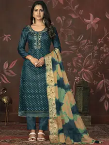 Maroosh Floral Embellished Beads and Stones Cotton Unstitched Dress Material