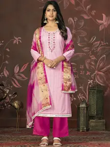 Maroosh Floral Embellished Beads and Stones Cotton Unstitched Dress Material