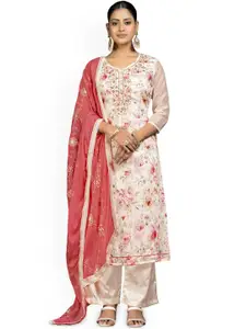 Maroosh Floral Embroidered Beads and Stones Unstitched Dress Material