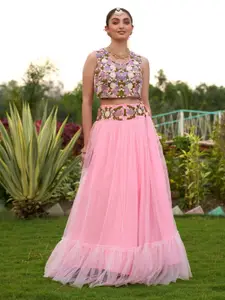 JIVORA Embroidered Thread Work Ready to Wear Lehenga & Blouse With Dupatta