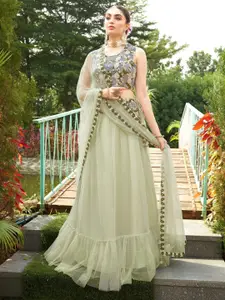 JIVORA Embroidered Thread Work Ready to Wear Lehenga & Blouse With Dupatta