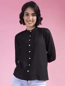 KALINI Women Classic Band Collar Solid Casual Shirt