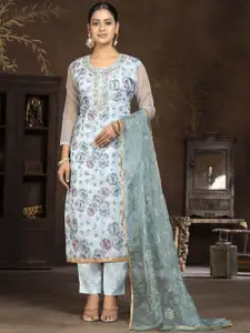 Maroosh Floral Printed Organza Unstitched Dress Material