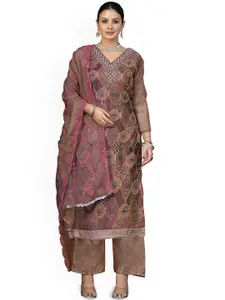 Maroosh Ethnic Motifs Embroidered Sequinned Organza Unstitched Dress Material