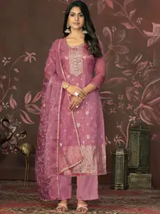 Maroosh Ethnic Motifs Embroidered Beads and Stones Organza Unstitched Dress Material