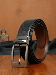 Teakwood Leathers Men Textured Leather Reversible Formal Belt