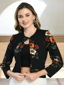 BAESD Floral Printed V-Neck Open Front Shrug
