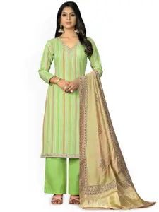 Maroosh Striped Embellished Cotton Unstitched Dress Material