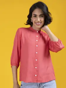 KALINI Women Classic Band Collar Solid Casual Shirt