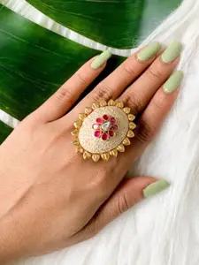 I Jewels Gold-Plated Stone Studded Finger Ring