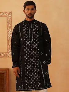 Jompers Geometric Embroidered Chikankari Straight Kurta