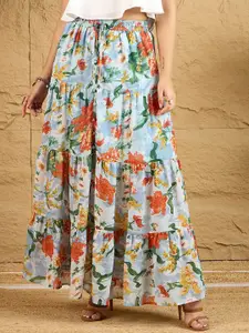 Berrylush Women Printed Tiered Maxi Skirt
