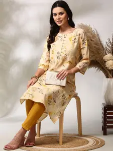 Anouk Floral Printed Notch Neck Straight Kurta