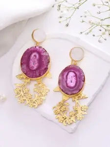 DASTOOR Gold Plated Artificial Stones Studded Contemporary Drop Earrings