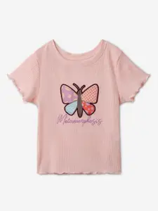 The Souled Store Girls Typography Printed Round Neck Cotton T-shirt