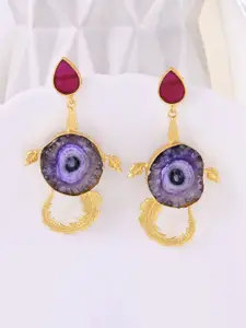 DASTOOR Gold Plated Artificial Stones Studded Contemporary Drop Earrings