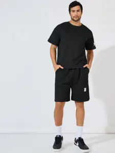 Styli Self Designed Round Neck T-Shirt with Shorts Co-Ords