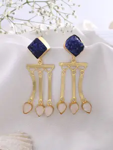 DASTOOR Gold Plated Artificial Stones Studded Contemporary Drop Earrings