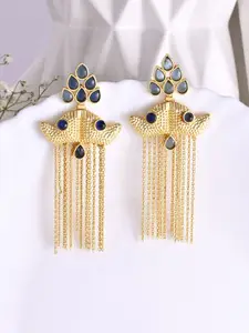 DASTOOR Gold Plated Artificial Stones Studded Contemporary Drop Earrings